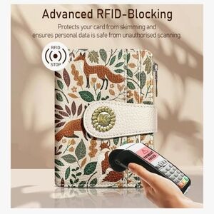 Floral RFID-Blocking Wallet Fox Orange Cute